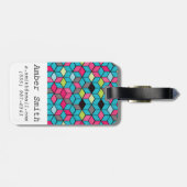 Türkis und rosa Würfel-Muster Gepäckanhänger (Rückseite horizontal)