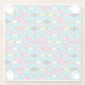 Türkis und rosa Würfel-Muster Glasuntersetzer (Rückseite)