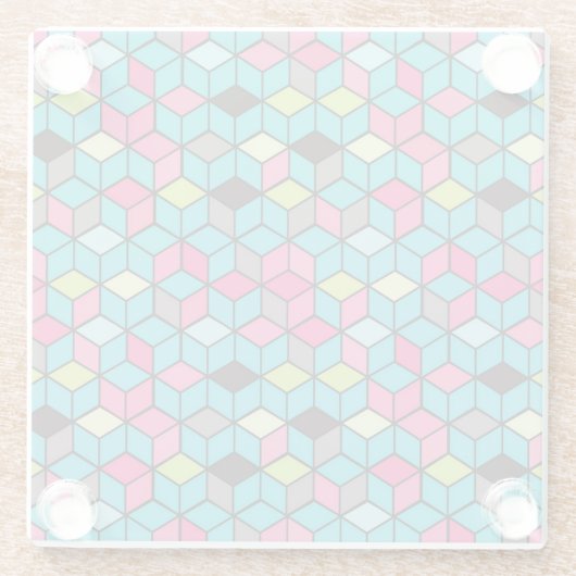 Türkis und rosa Würfel-Muster Glasuntersetzer (Rückseite)