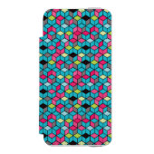 Türkis und rosa Würfel-Muster Incipio iPhone Geldbeutel-Hülle (Folio Vorderseite)
