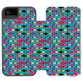 Türkis und rosa Würfel-Muster Incipio iPhone Geldbeutel-Hülle (Folio Geöffnet)