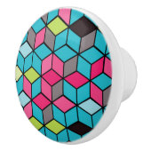 Türkis und rosa Würfel-Muster Keramikknauf (Rechts)