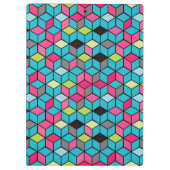 Türkis und rosa Würfel-Muster Klemmbrett (Rückseite)