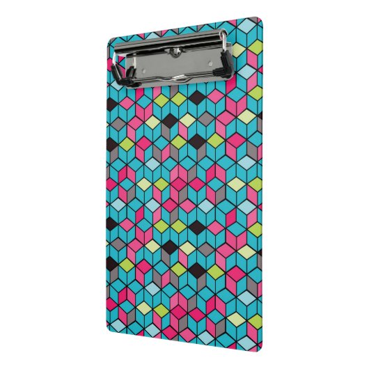 Türkis und rosa Würfel-Muster Mini Klemmbrett (Gewinkelt2)