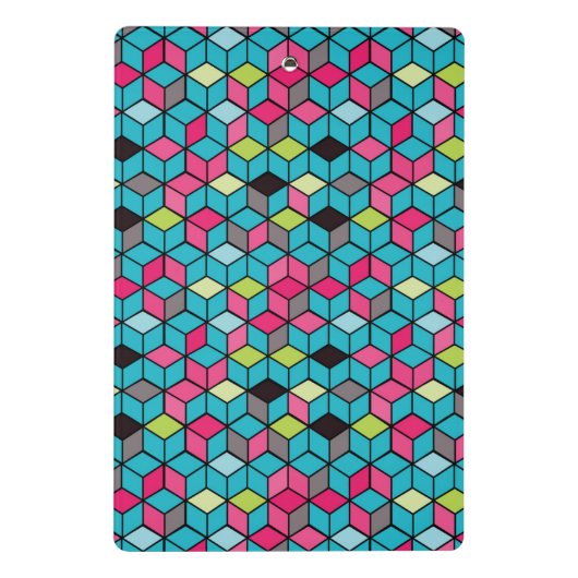 Türkis und rosa Würfel-Muster Mini Klemmbrett (Rückseite)