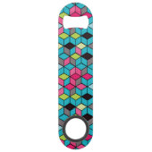 Türkis und rosa Würfel-Muster Speedflaschenöffner (Rückseite)