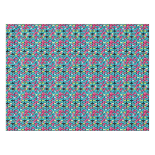 Türkis und rosa Würfel-Muster Tischdecke (Vorderseite (Horizontal))