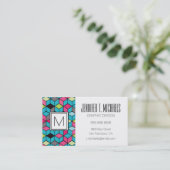 Türkis und rosa Würfel-Muster Visitenkarte (Stehend Vorderseite)