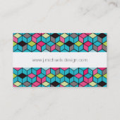 Türkis und rosa Würfel-Muster Visitenkarte (Rückseite)