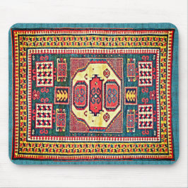 Türkis und Rose Red Kazak Oriental Rug Design Mousepad