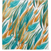 Türkis und Rost Fall Art Duschvorhang (Vorderseite)