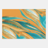 Türkis und Rost Fall Wasserfarben handbemalt Geschenkpapier Set (Vorderseite 2)