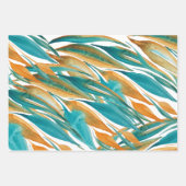 Türkis und Rost Fall Wasserfarben handbemalt Geschenkpapier Set (Vorderseite)