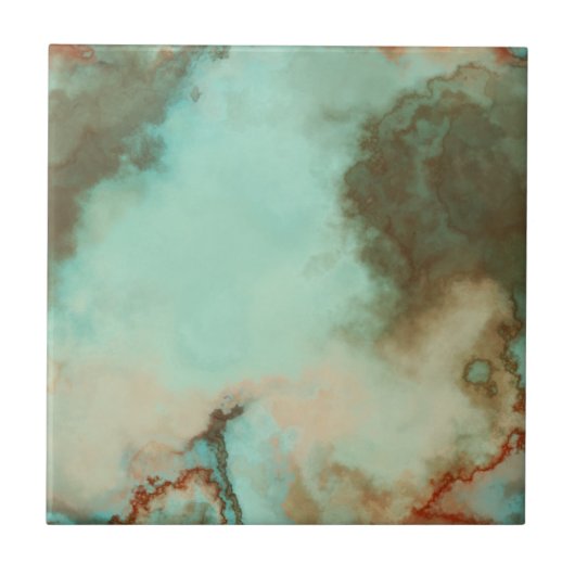 Türkis- und Rostmarmor Abstrakt Fliese (Vorderseite)