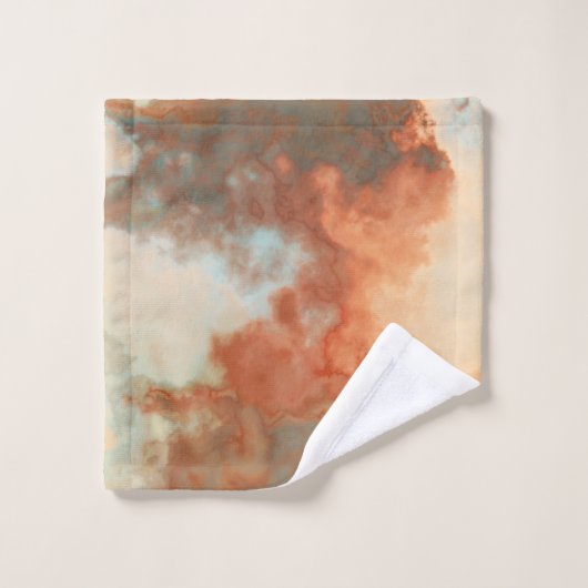 Türkis- und Rostmarmor Abstraktes Badetuch Set (Waschlappen)