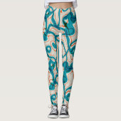 Türkis und Rot Wirbel Leggings (Vorderseite)
