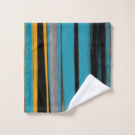 Türkis und Schwarz - Abstrakte Kunststriche Badhandtuch Set (Waschlappen)