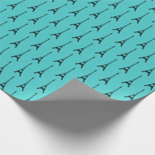 Türkis und Schwarz-Eiffel-Turm Geschenkpapier (Ecke)