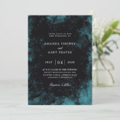 Türkis und Schwarz Einladung (Stehend Vorderseite)