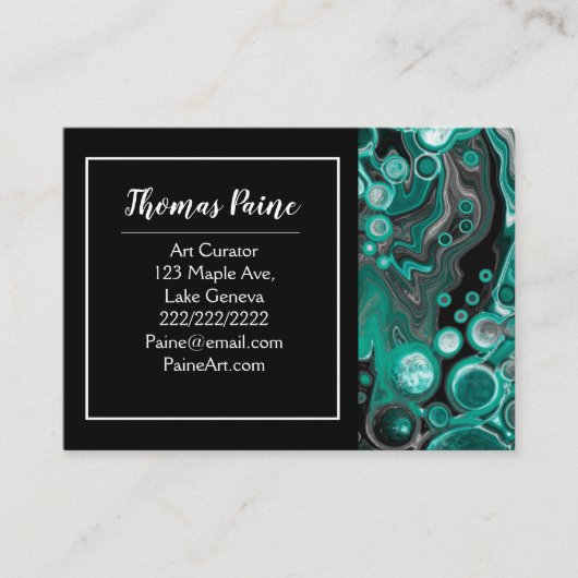 Türkis und schwarz-Marmor Visitenkarte (Vorderseite)