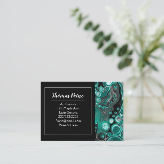 Türkis und schwarz-Marmor Visitenkarte (Stehend Vorderseite)