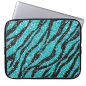 Türkis und schwarz Zebra Print Laptop-Sieb Laptopschutzhülle (Vorderseite)
