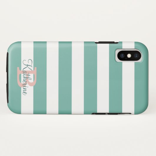 Türkis und schwarze Preppy-Streifen Case-Mate iPhone Hülle (Rückseite (Horizontal))