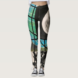 Türkis und schwarze Streifen Leggings