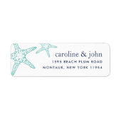 Türkis- und Seesterne-Rücksendeadresse (Vorne)