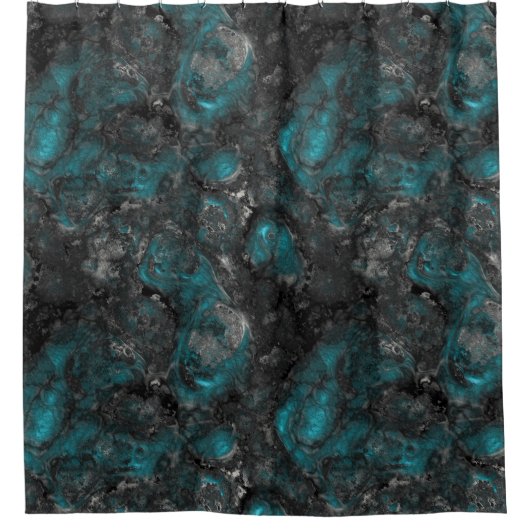 Türkis und Silber Duschvorhang (Vorderseite)