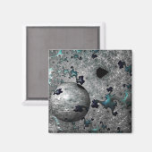 Türkis und Silber Mandelbrot mit Sphere Magnet (Vorderseite/Rückseite)