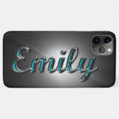 Türkis- und Silberdesign-Name "Emily" Case-Mate iPhone Hülle (Rückseite (Horizontal))
