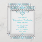 Türkis und Silver Diamond Quinceanera Einladung (Vorne/Hinten)