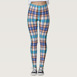 Türkis und Tan Kariert Leggings