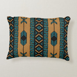 Türkis und Tan Südwest Tribal Aztec Muster Dekokissen