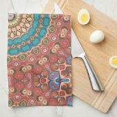 Türkis und Terracotta Geometric Mandala Pattern Geschirrtuch (Viertel Falte)