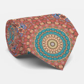 Türkis und Terracotta Geometric Mandala Pattern Krawatte (Gerollt)