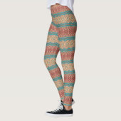 Türkis und Terracotta Geometric Mandala Pattern Leggings (Links)