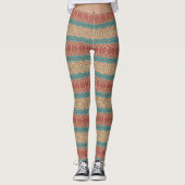 Türkis und Terracotta Geometric Mandala Pattern Leggings (Vorderseite)
