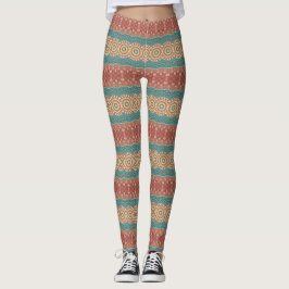 Türkis und Terracotta Geometric Mandala Pattern Leggings