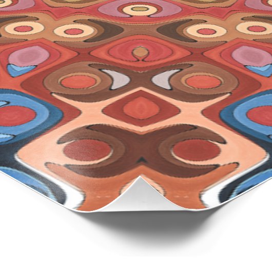 Türkis und Terracotta Geometric Mandala Pattern Poster (Ecke)