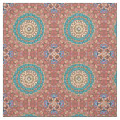 Türkis und Terracotta Geometric Mandala Pattern Stoff (Muster)
