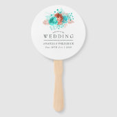 Türkis und tropische Gastgeschenk Hochzeit der Kor Fächer (Vorderseite)