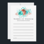 Türkis und tropisches Korallengebirge Hinweiskarte<br><div class="desc">Türkisblaue und korallenfarbene Rose und tropisches Blattwerk Sommerbridal Ratschläge für zukünftige Karten,  die schnell und einfach auf Ihre Veranstaltungsspezifikationen zugeschnitten sind.</div>