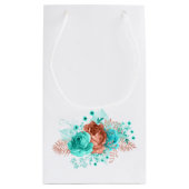 Türkis und tropisches Korallenriff bei Hochzeiten Kleine Geschenktüte (Rückseite)