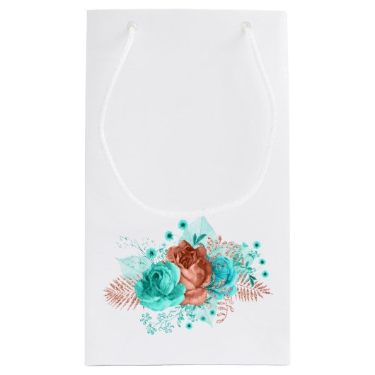 Türkis und tropisches Korallenriff bei Hochzeiten Kleine Geschenktüte (Rückseite)