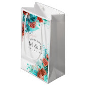 Türkis und tropisches Korallenriff bei Hochzeiten Kleine Geschenktüte (Vorderseite Schrägansicht)