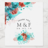 Türkis und tropisches Korallenriff bei Hochzeiten Weinetikett (Einzelnes Label)