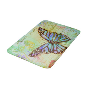 Türkis- und violetter Schmetterling  Badematte