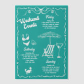 Türkis und Weiß Bachelorette Wochenende Party Pergament Einladungen (Vorderseite)